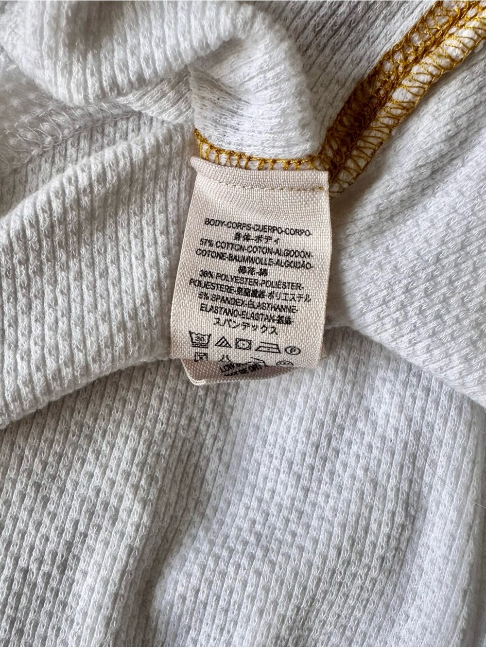 Free People Women’s White Zip It Cuff Waffle Knit Thermal Top Size Large - Picture 5 of 6